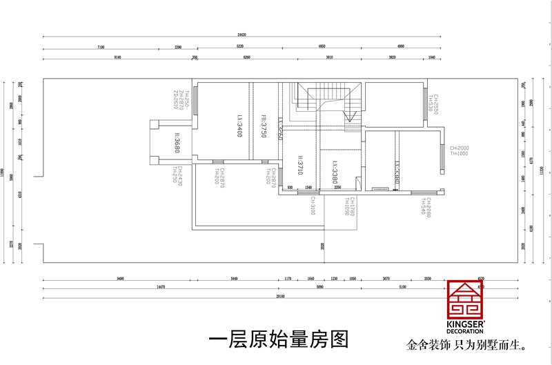 金碧天下334㎡別墅戶(hù)型一層原始量房圖