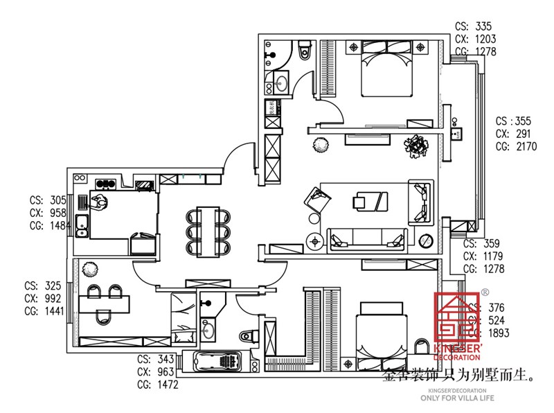 建投十號(hào)院三室二廳一廚兩衛(wèi)戶型解析
