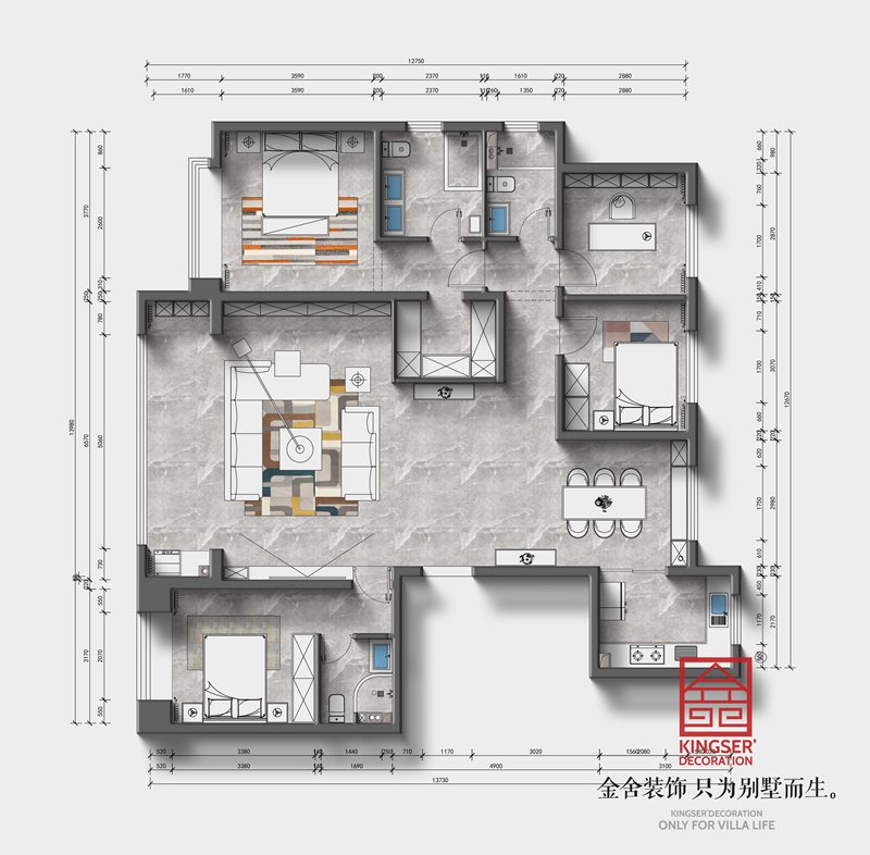 錦江府188平四室兩廳三衛戶型解析